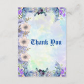 ソフトパステルブルーフラワーパープル薄紫ベビーシャワー エンクロージャーカード (裏面)