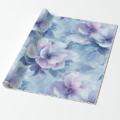ソフトパステルブルーフローラ油絵 ラッピングペーパー (アンロールド)