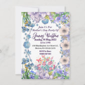 ソフトパステルブルー開花フローラマザーズデイパーティー 招待状 (正面)