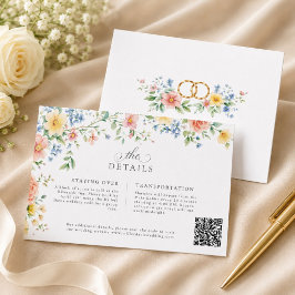 ソフトパステルブロッシュウォーターカラー野の花ウェディング エンクロージャーカード