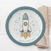 ソフトパステルベージュロケット船 ペーパープレート