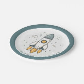 ソフトパステルベージュロケット船 ペーパープレート (アングル)