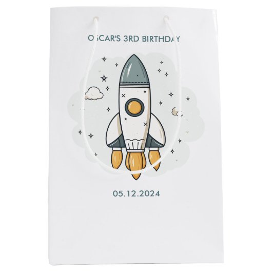 ソフトパステルベージュロケット船 ミディアムペーパーバッグ (正面)