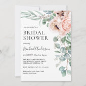 ソフトパステルボホウォーターカラーフローラブライダルシャワー 招待状 (正面)