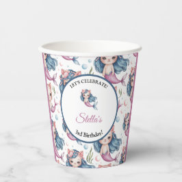 ソフトパステルマーメイドキャットガールバースデーパーティー 紙コップ