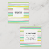 ソフトパステルミニマルストライプリスト手作りライン スクエア名刺 (正面/裏面)