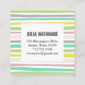 ソフトパステルミニマルストライプリスト手作りライン スクエア名刺 (裏面)