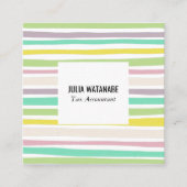 ソフトパステルミニマルストライプリスト手作りライン スクエア名刺 (正面)