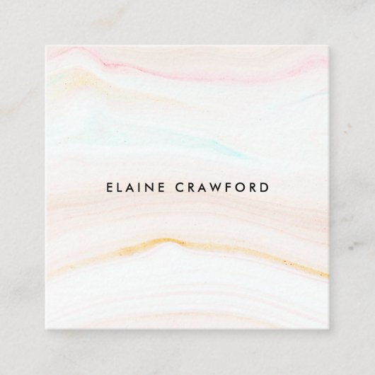 ソフトパステルモダンクリーム大理石灰パターン スクエア名刺 (正面)
