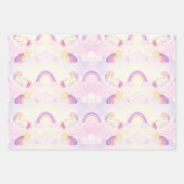 ソフトパステルレインボーズアンドユニコーン ラッピングペーパーシート (正面)