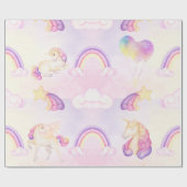 ソフトパステルレインボーズユニコーン雲と星 ラッピングペーパー (フラット)