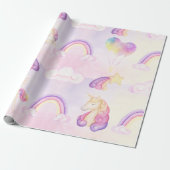 ソフトパステルレインボーズユニコーン雲と星 ラッピングペーパー (アンロールド)