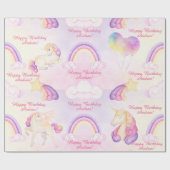 ソフトパステルレインボーズユニコーン雲と星Wr ラッピングペーパー (フラット)