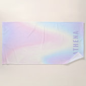 ソフトパステルレインボーネームトレンディーモダンミニマル ビーチタオル (正面)