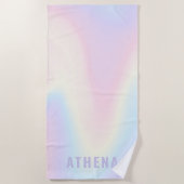ソフトパステルレインボーネームトレンディーモダンミニマル ビーチタオル (正面)