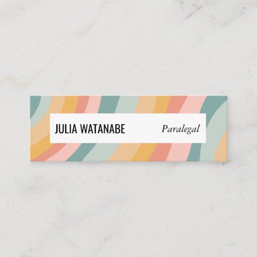 ソフトパステルレインボーハンドメイドストライプソーシャルアイコン スキニー名刺 (正面)