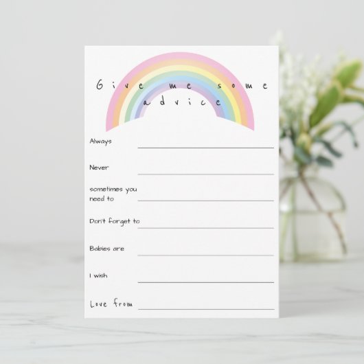 ソフトパステルレインボーベビーシャワーアドバイスゲーム 招待状 (スタンド正面)