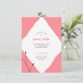 ソフトパステルレッド スケッチ ダイヤモンド ウェディングカード 招待状 (スタンド正面)