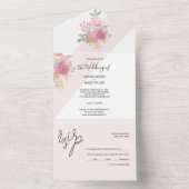 ソフトパステル春ブーケオブフラワーウォータカラー オールインワン招待状 (内側)