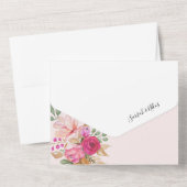 ソフトパステル春ブーケオブフラワーウォータカラー オールインワン招待状 (裏面)