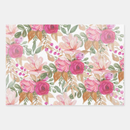 ソフトパステル春ブーケオブフラワー ラッピングペーパーシート