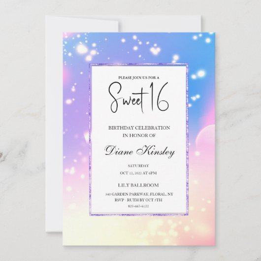 ソフトパステル水彩写真甘い16招待状 招待状 (正面)