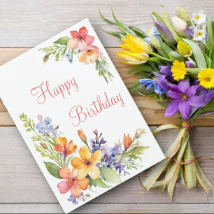 ソフトパステル水彩 春の花 誕生日 カード