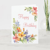 ソフトパステル水彩 春の花 誕生日 カード (正面)