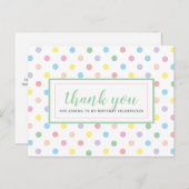 ソフトパステル水玉模様の誕生日パーティーお礼メッセージ ポストカード (正面/裏面)
