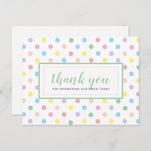 ソフトパステル水玉模様ベビーシャワーありがとう ポストカード (正面/裏面)
