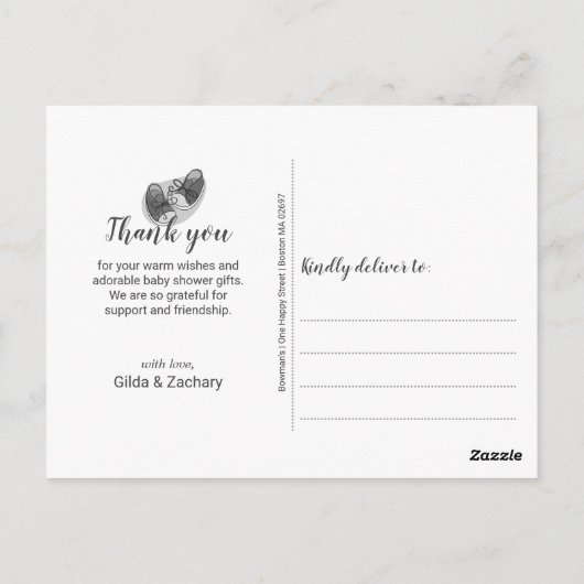 ソフトパステル水玉模様ベビーシャワーありがとう ポストカード (裏面)