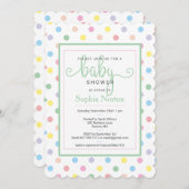 ソフトパステル水玉模様ベビーシャワー招待状 招待状 (正面/裏面)