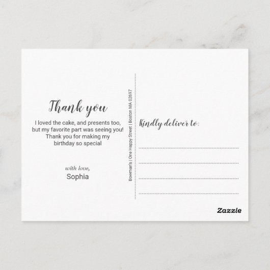 ソフトパステル水玉模様誕生日会サンキュー ポストカード (裏面)