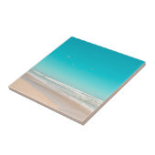 ソフトパステル海サンディビーチスカイ飛んでいるシーグルス タイル (側面)