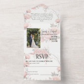 ソフトパステル紙ガーデン | ミニマル結婚フローラ オールインワン招待状 (内側)
