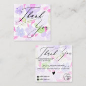 ソフトパステル紫色の花のパタ感謝していーンの順序 スクエア名刺 (正面/裏面)