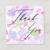 ソフトパステル紫色の花のパタ感謝していーンの順序 スクエア名刺 (正面)