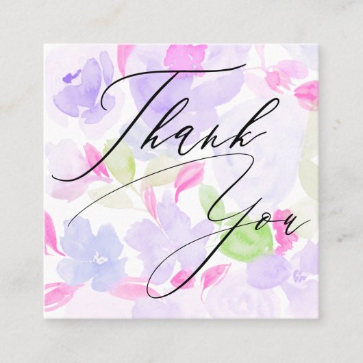 ソフトパステル紫色の花のパタ感謝していーンの順序 スクエア名刺 (正面)