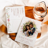 ソフトパステル結婚ワイルドフラワーの写真保存日時 案内ポストカード