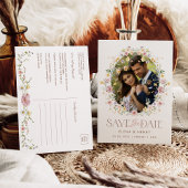 ソフトパステル結婚ワイルドフラワーの写真保存日時 案内ポストカード