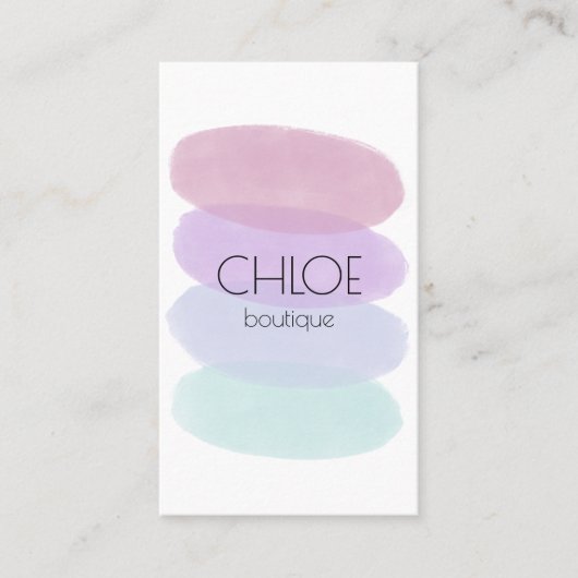 ソフトパステル絵画の抽象芸術シェイプ水色 名刺 (正面)