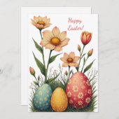 ソフトパステル色のイースターカード シーズンカード (正面/裏面)