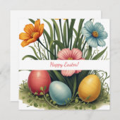 ソフトパステル色のイースターカード シーズンカード (正面/裏面)