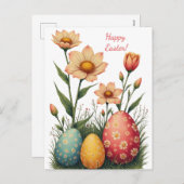 ソフトパステル色のイースターカード シーズンポストカード (正面/裏面)