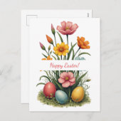 ソフトパステル色のイースターカード シーズンポストカード (正面/裏面)