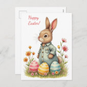 ソフトパステル色のイースターカード シーズンポストカード (正面/裏面)