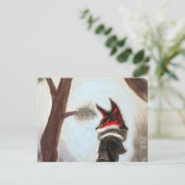 ソフトパステル色彩の鮮やかオリジナルファンタジーキツネ インビテーションポストカード (スタンド正面)