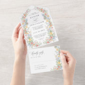 ソフトパステル華美春ガーデンフローラ結婚ズ オールインワン招待状 (貼ってはがせる)