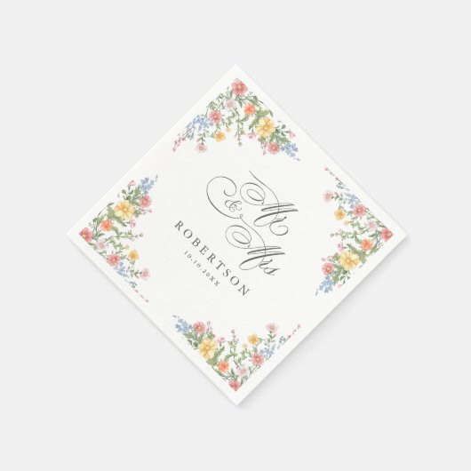 ソフトパステル華美春ガーデンフローラ結婚ズ スタンダードカクテルナプキン (角)
