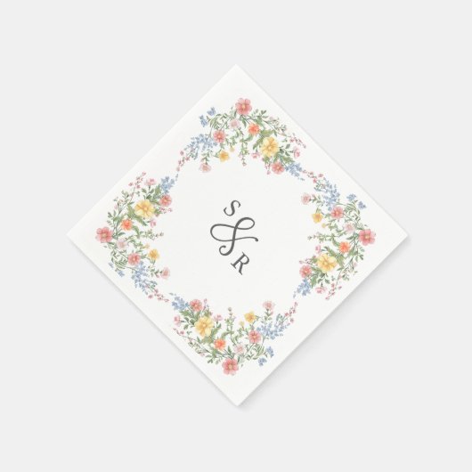 ソフトパステル華美春ガーデンフローラ結婚ズ スタンダードカクテルナプキン (角)